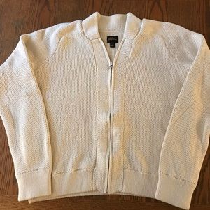 L.L. BEAN CREAM COTTON ZIP CARDIGAN